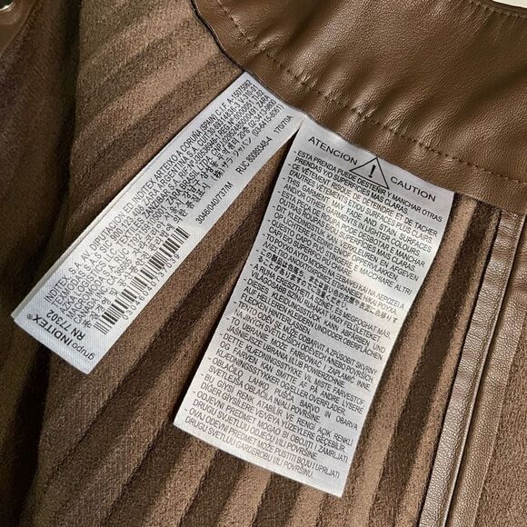 Zara Faux Leather Pleated Skirt Brown Blogger Favorite - Picture 8 of 10